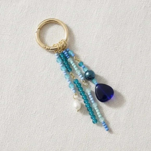 Blue Grotto Capri Blue Aquamarine Designer Inspired Beaded Bag Charm - Picture 1 of 4